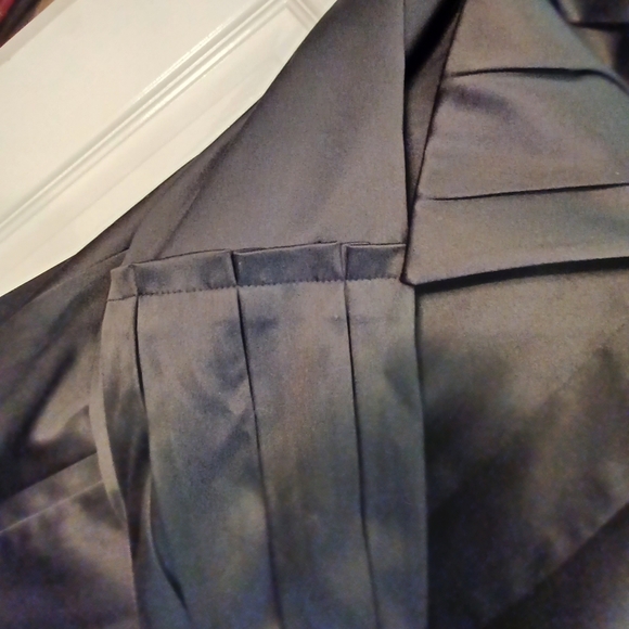 Black satin vintage Attention cropped jacket small - Picture 5 of 7